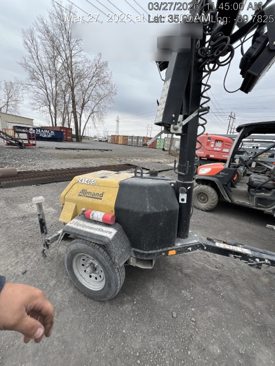 2022 Allmand NLV3GR (4) LED Light Fixture 350W, 23' Vertical Mast, 3kW Prime, Towable, Deep Sea L401, Leveling Jacks, Yanmar T4F 5.8hp