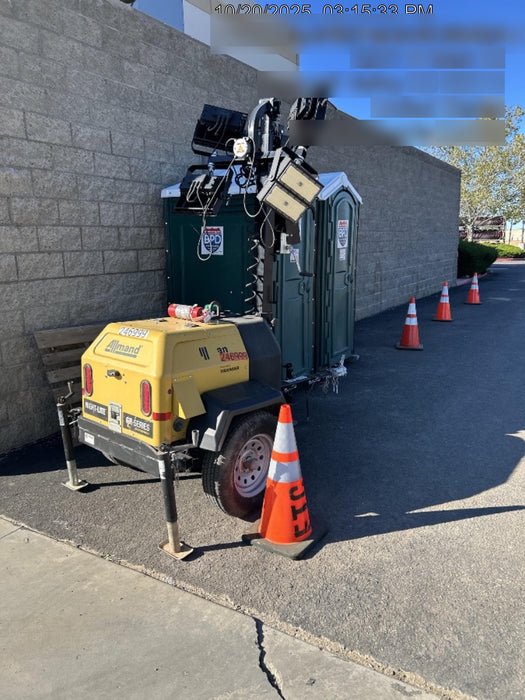 2022 Allmand NLV3GR (4) LED Light Fixture 350W, 23' Vertical Mast, 3kW Prime, Towable, ES Decals, T3