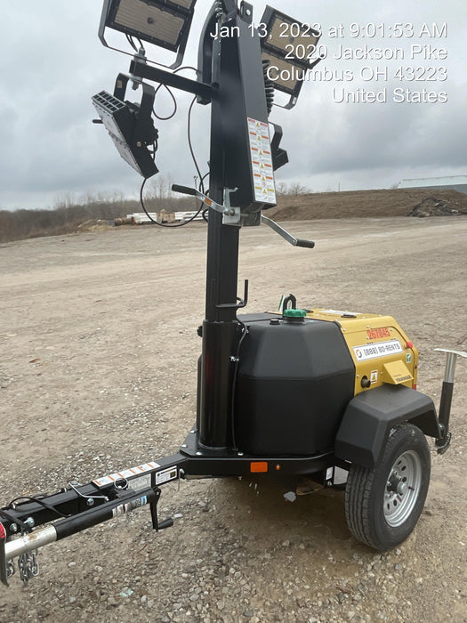 2022 Allmand NLV3GR (4) LED Light Fixture 350W, 23' Vertical Mast, 3kW Prime, Towable, ES Decals, T3