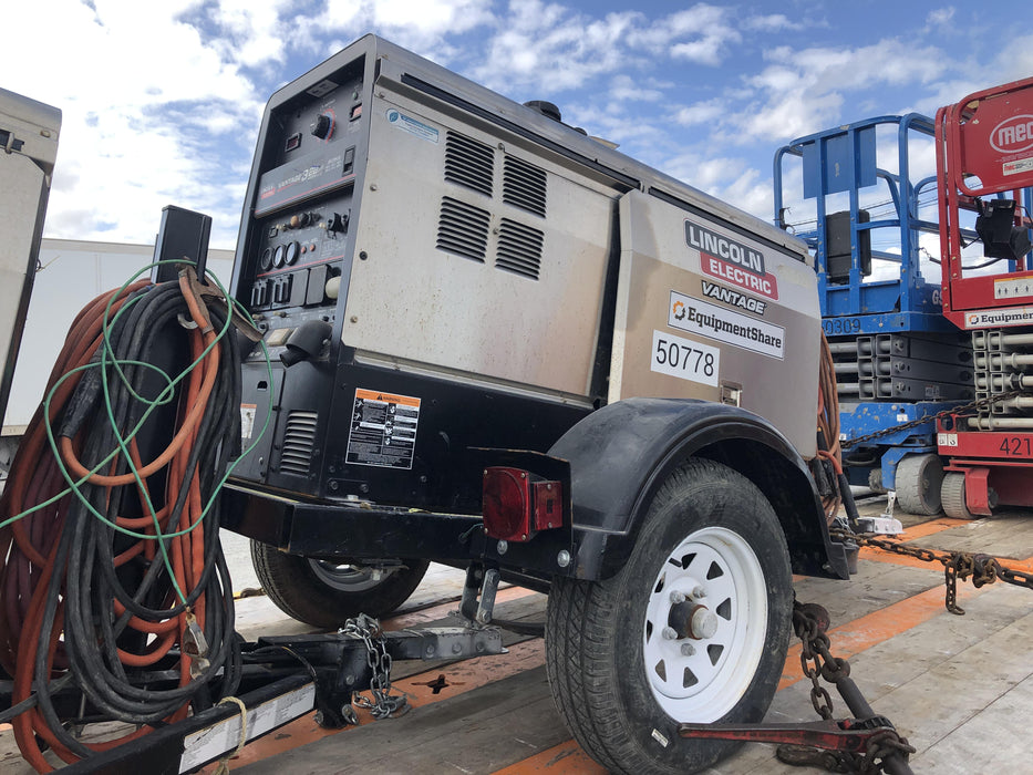 2019 Lincoln Electric Vantage 322 Welder Ready-Pak 3, Two wheel trailer, Fender and Light kit, Cable Rack