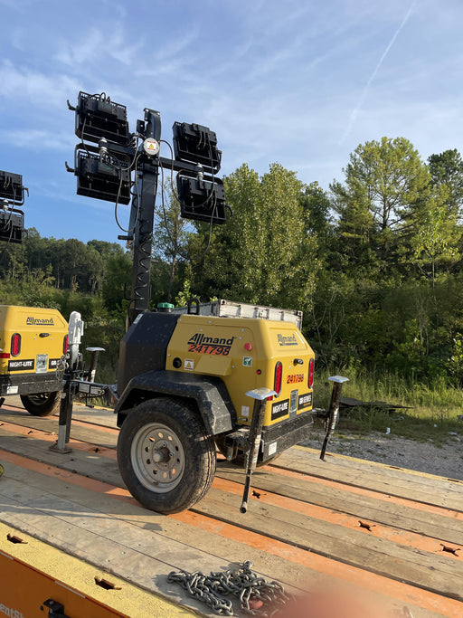 2022 Allmand NLV3GR (4) LED Light Fixture 350W, 23' Vertical Mast, 3kW Prime, Towable, Deep Sea L401, Leveling Jacks, Yanmar T4F 5.8hp