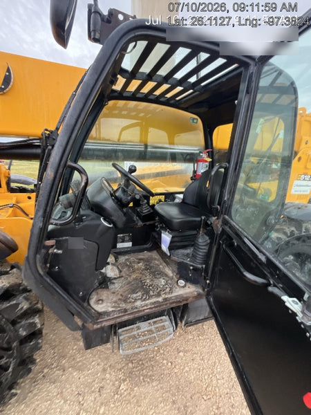 2019 JCB 512-56 109 HP w/CAB/HVAC, Beacon, Aux Hydraulics, Worklights, Solid Tires, 60" Carriage/Forks