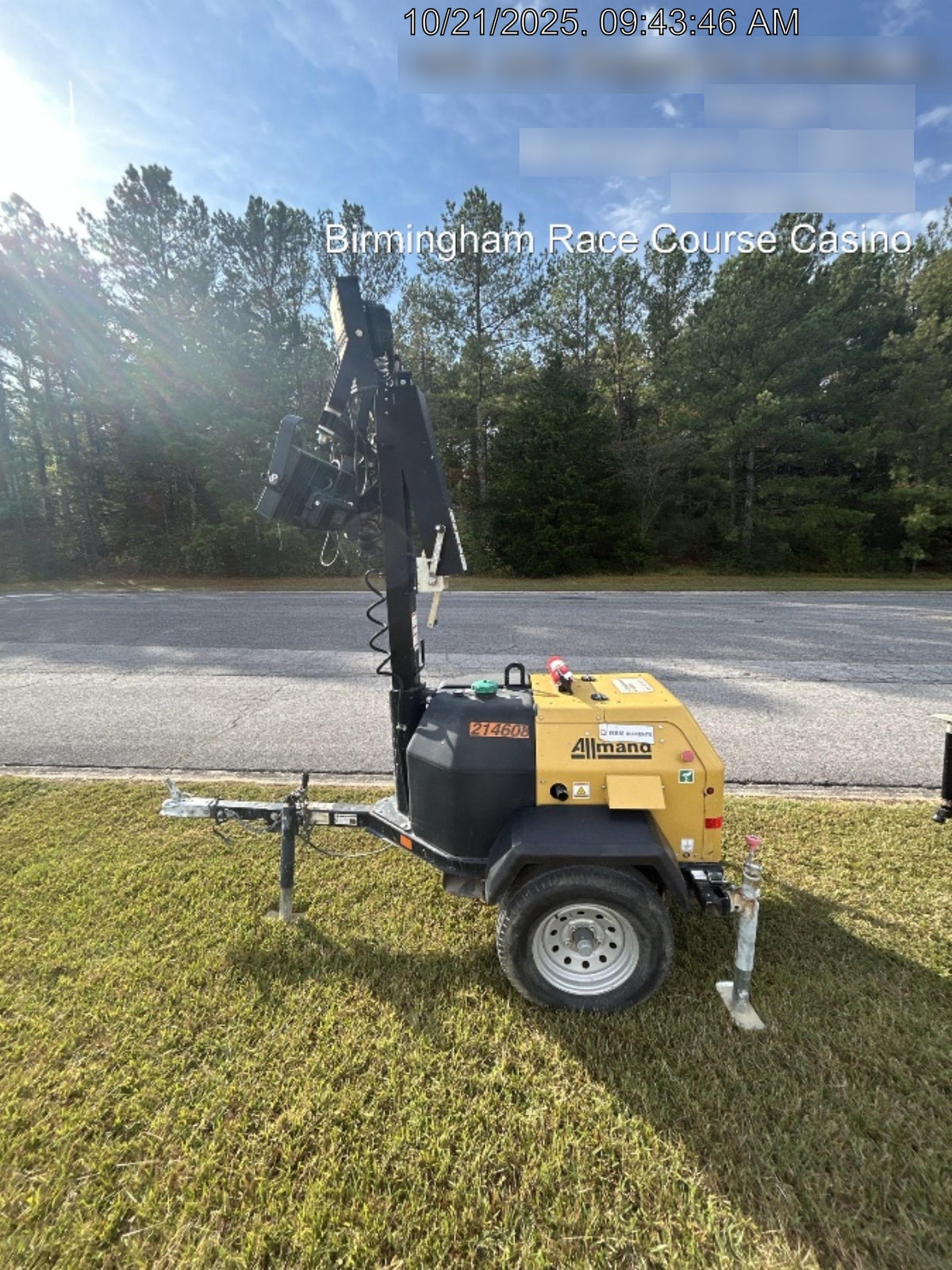 2022 Allmand NLV3GR (4) LED Light Fixture 350W, 23' Vertical Mast, 3kW Prime, Towable, Deep Sea L401, Leveling Jacks, Yanmar T4F 5.8hp