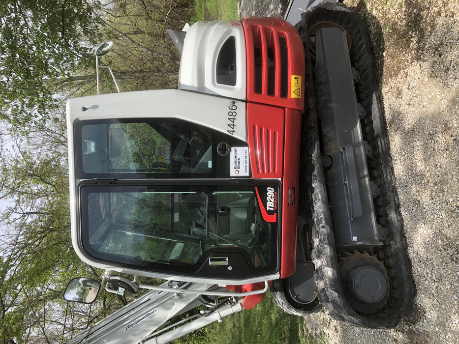 2019 Takeuchi TB290 Cab/Heat/AC Rubber tracks, Dozer blade, Travel alarm, Auxiliary hydraulics w/Manual QC, Hydraulic thumb, 18", 24", and 36" Buckets