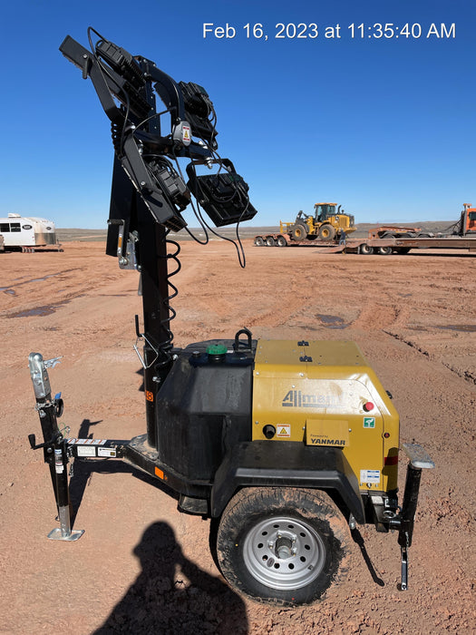 2022 Allmand NLV3GR (4) LED Light Fixture 350W, 23' Vertical Mast, 3kW Prime, Towable, ES Decals, T3