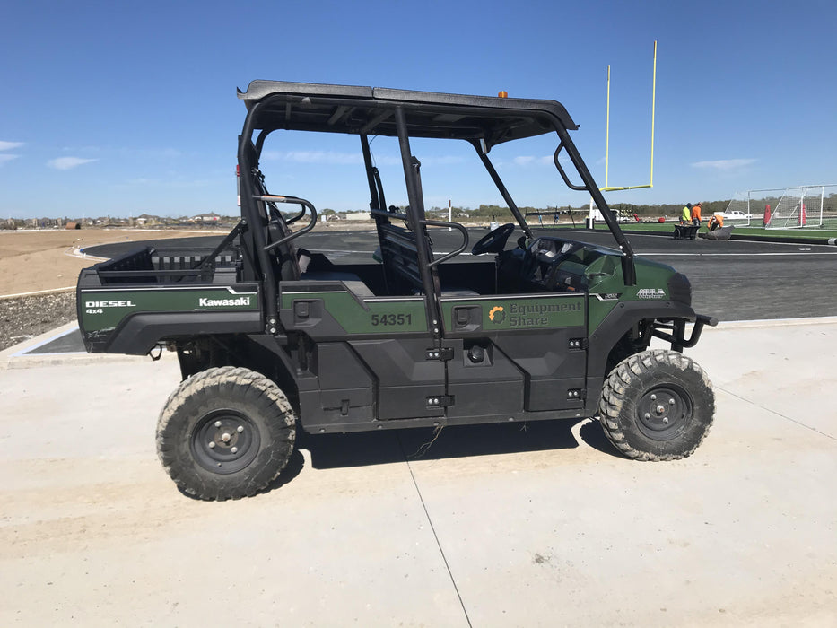 Kawasaki Mule PRO-DXT Standard Options, Backup Alarm, Beacon, Plastic Hard Top, Poly Windshield, Horn Kit