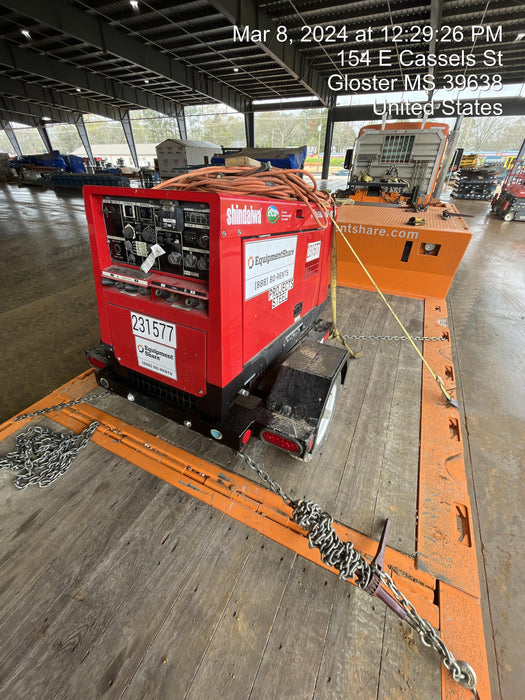 2022 Shindaiwa DGW400MDL Kubota D902 Engine, 23 HP, Dual Op Welder, Wire, Arc, Droop Stick, Tig, and CC Stick Functionality, Simulphase, 3 Phase and 1 Phase Gen Output, Single Axle NB Trlr, Slr Trckl Chrg 12V 12W, Fire Ext