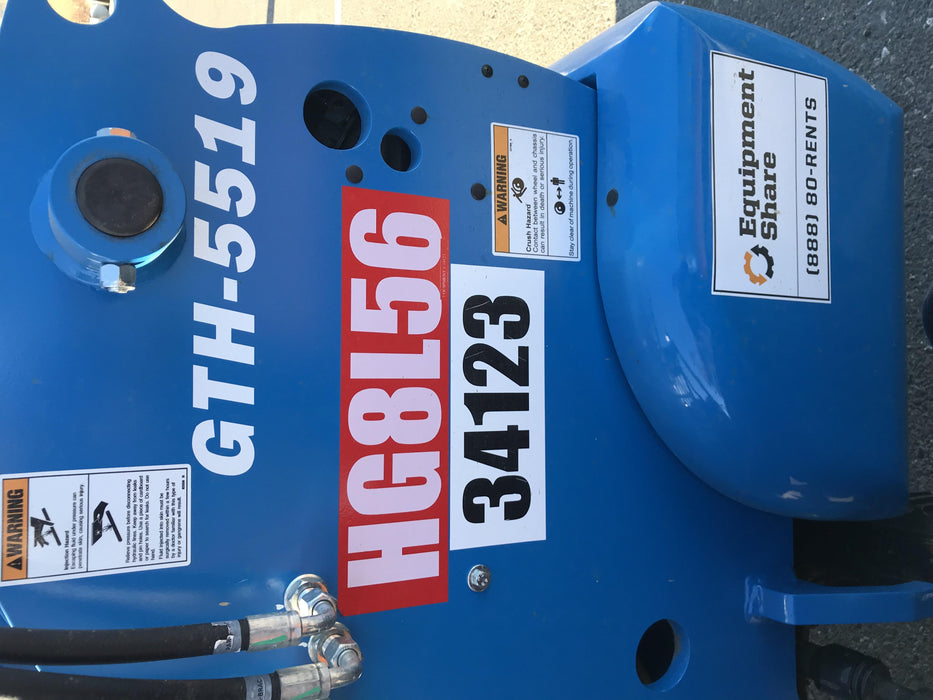 2019 Genie GTH-5519 Canopy, Solid RT Tires, LED Work Lights, Beacon 48" Carriage, 48" Forks