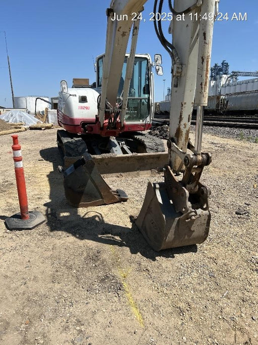 2019 Takeuchi TB290 Cab, AC, Rubber Tracks, Dozer Blade, Travel Alarm, Control Pattern Change Valve, Auxiliary Hydraulics w/18" Quick Coupler Bucket with teeth, 6.2 cu. ft. capacity/24" Quick Coupler Bucket with teeth, 8.6 cu. ft. capacity/36" Quick Coupler Bucket with teeth, 13.4 cu. ft. capacity, Quick Coupler, Hydraulic Thumb Installed