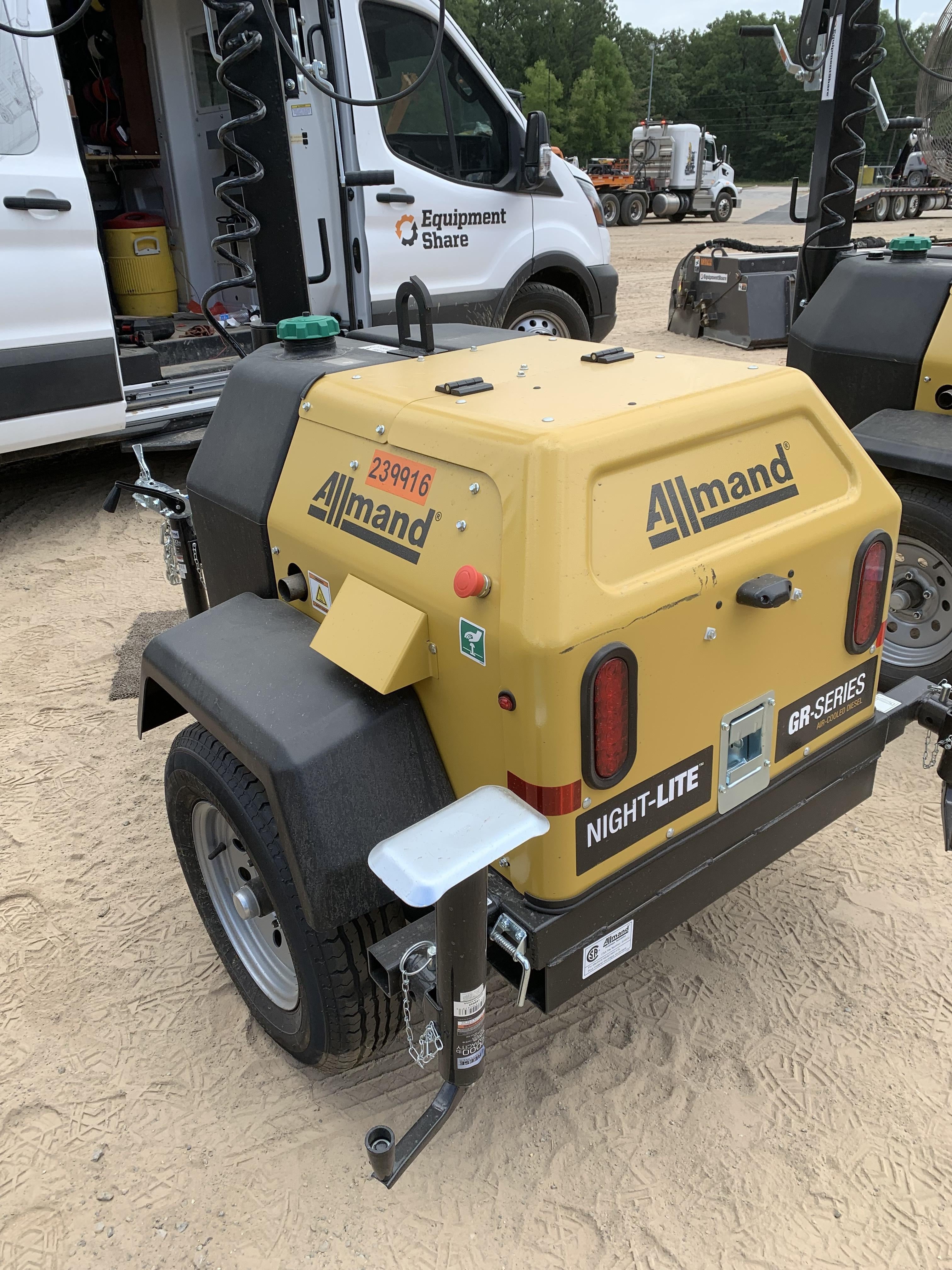 2022 Allmand NLV3GR (4) LED Light Fixture 350W, 23' Vertical Mast, 3kW Prime, Towable, Deep Sea L401, Leveling Jacks, Yanmar T4F 5.8hp