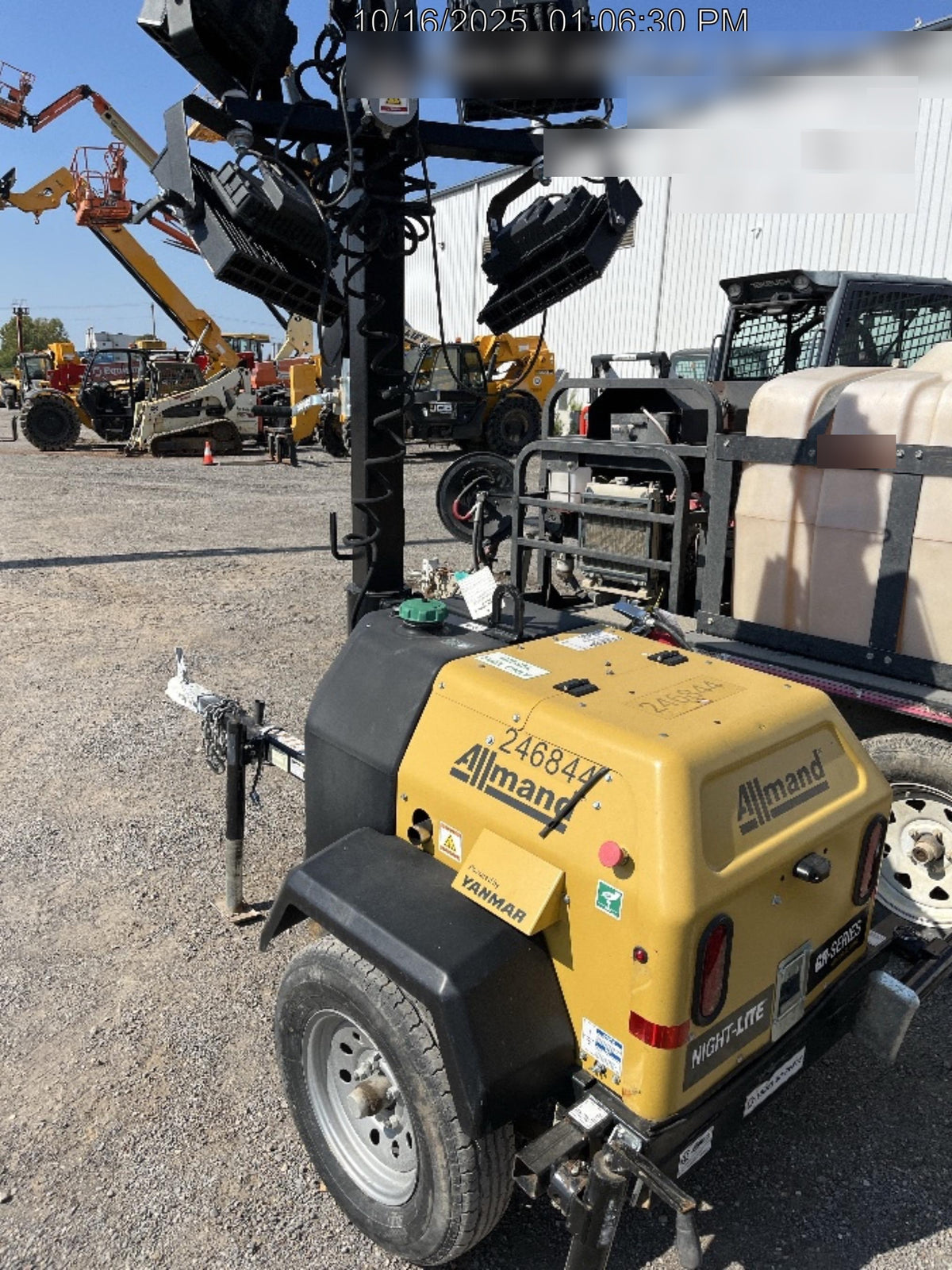 2022 Allmand NLV3GR (4) LED Light Fixture 350W, 23' Vertical Mast, 3kW Prime, Towable, ES Decals, T3