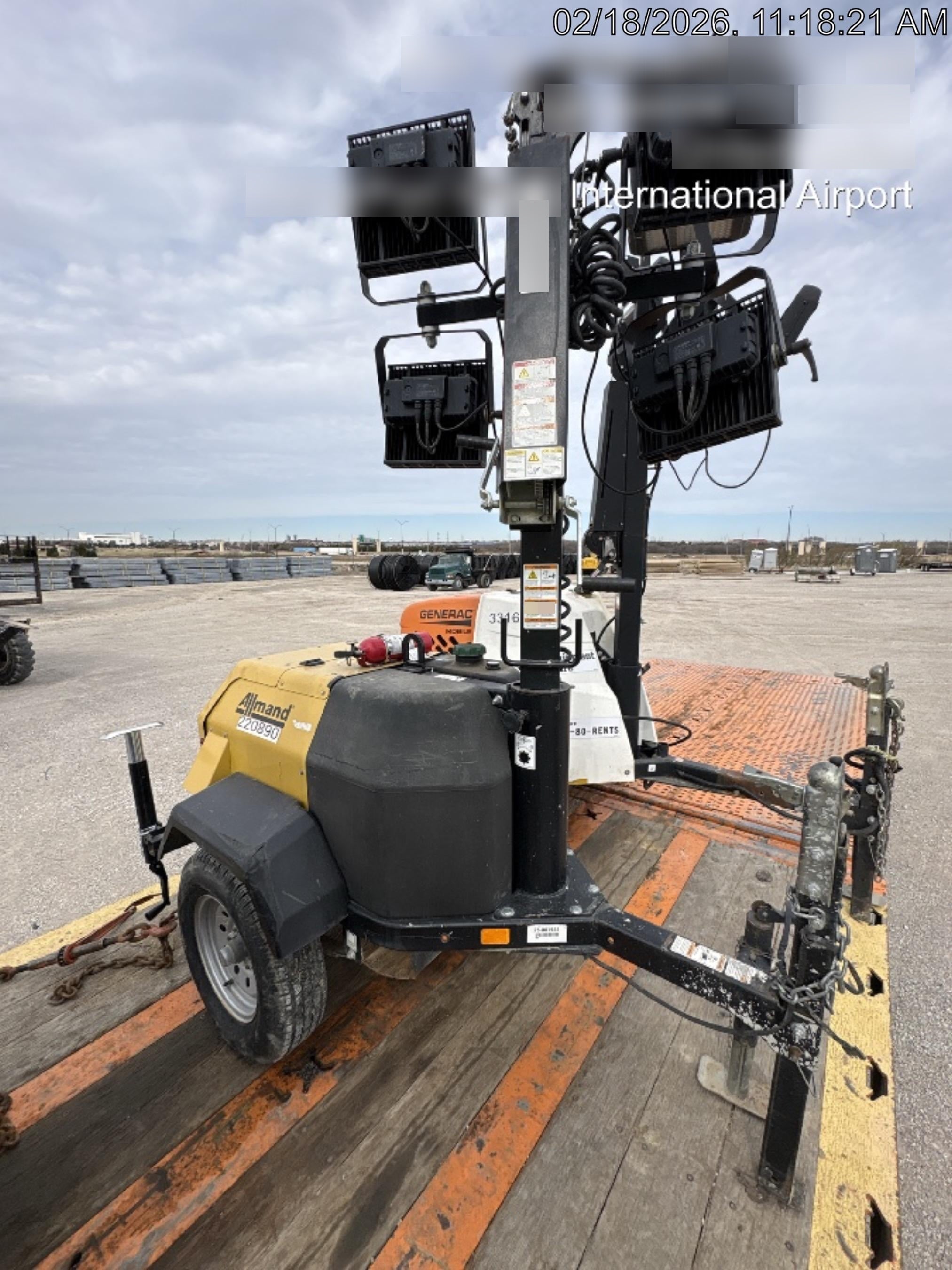 2022 Allmand NLV3GR (4) LED Light Fixture 350W, 23' Vertical Mast, 3kW Prime, Towable, Deep Sea L401, Leveling Jacks, Yanmar T4F 5.8hp