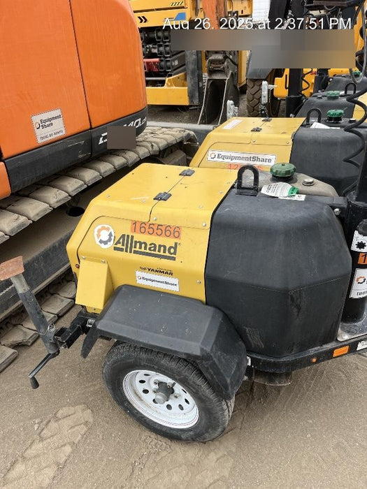 2022 Allmand NLV3GR (4) LED Light Fixture 350W, 23' Vertical Mast, 3kW Prime, Towable, Deep Sea L401, Leveling Jacks, Yanmar T4F 5.8hp