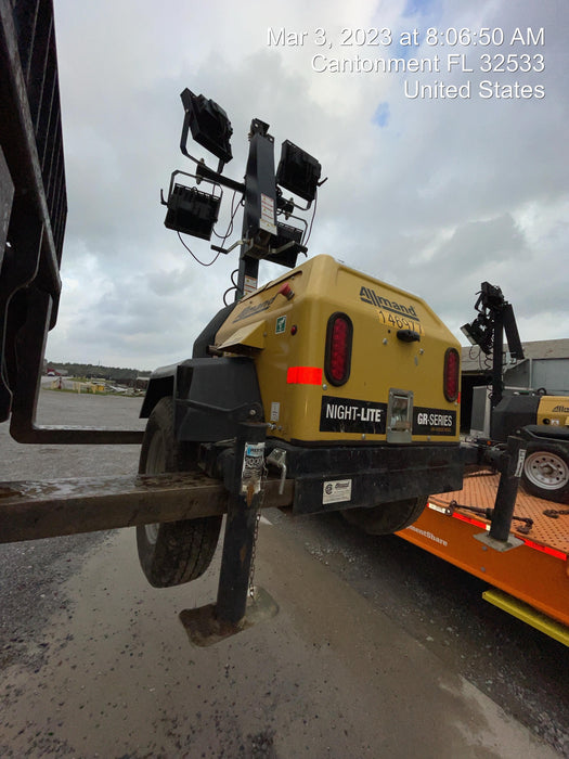 2022 Allmand NLV3GR (4) LED Light Fixture 350W, 23' Vertical Mast, 3kW Prime, Towable, Deep Sea L401, Leveling Jacks, Yanmar T4F 5.8hp