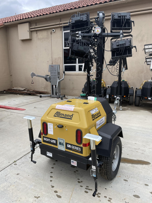 2022 Allmand NLV3GR (4) LED Light Fixture 350W, 23' Vertical Mast, 3kW Prime, Towable, ES Decals, T3