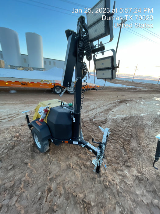 2022 Allmand NLV3GR (4) LED Light Fixture 350W, 23' Vertical Mast, 3kW Prime, Towable, ES Decals, T3