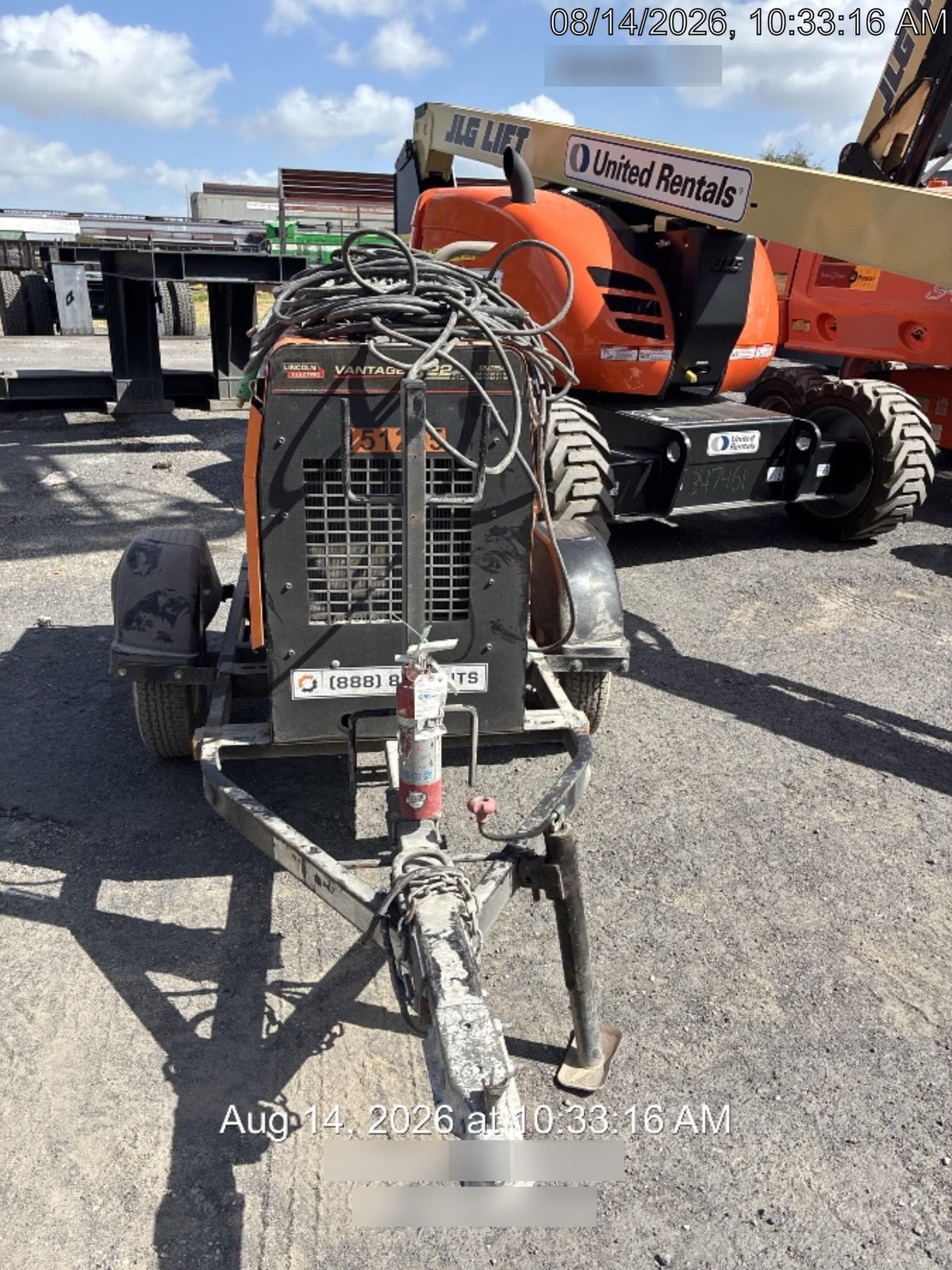 2021 Lincoln Electric Vantage 322 Vantage 322 Ready Pak 3 w/ Telematics & Decals, ORANGE (includes trailer, cable rack, fender light kit)