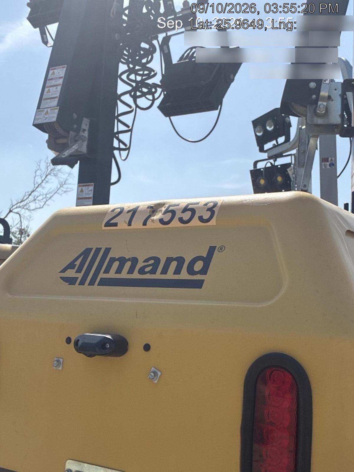2022 Allmand NLV3GR (4) LED Light Fixture 350W, 23' Vertical Mast, 3kW Prime, Towable, Deep Sea L401, Leveling Jacks, Yanmar T4F 5.8hp