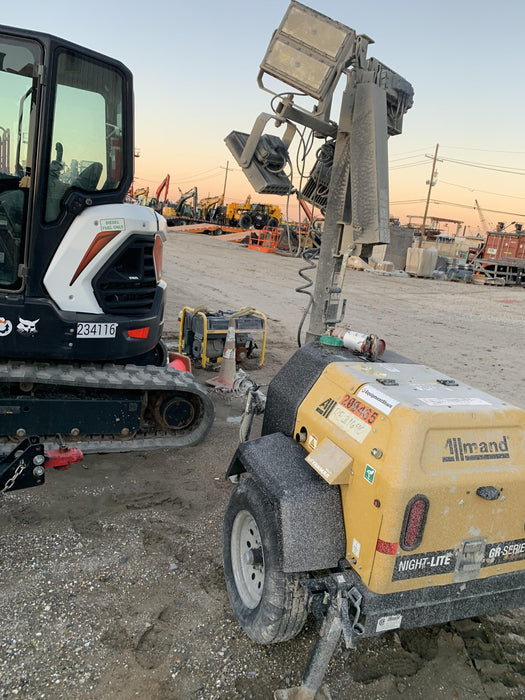 2022 Allmand NLV3GR (4) LED Light Fixture 350W, 23' Vertical Mast, 3kW Prime, Towable, Deep Sea L401, Leveling Jacks, Yanmar T4F 5.8hp