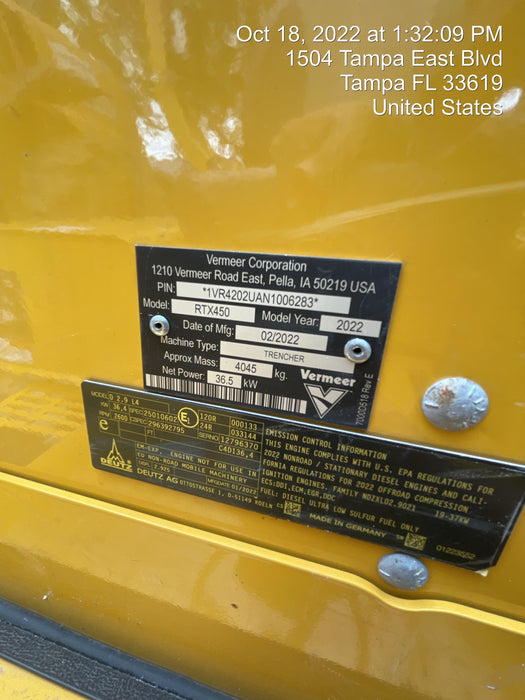 2022 VERMEER RTX450