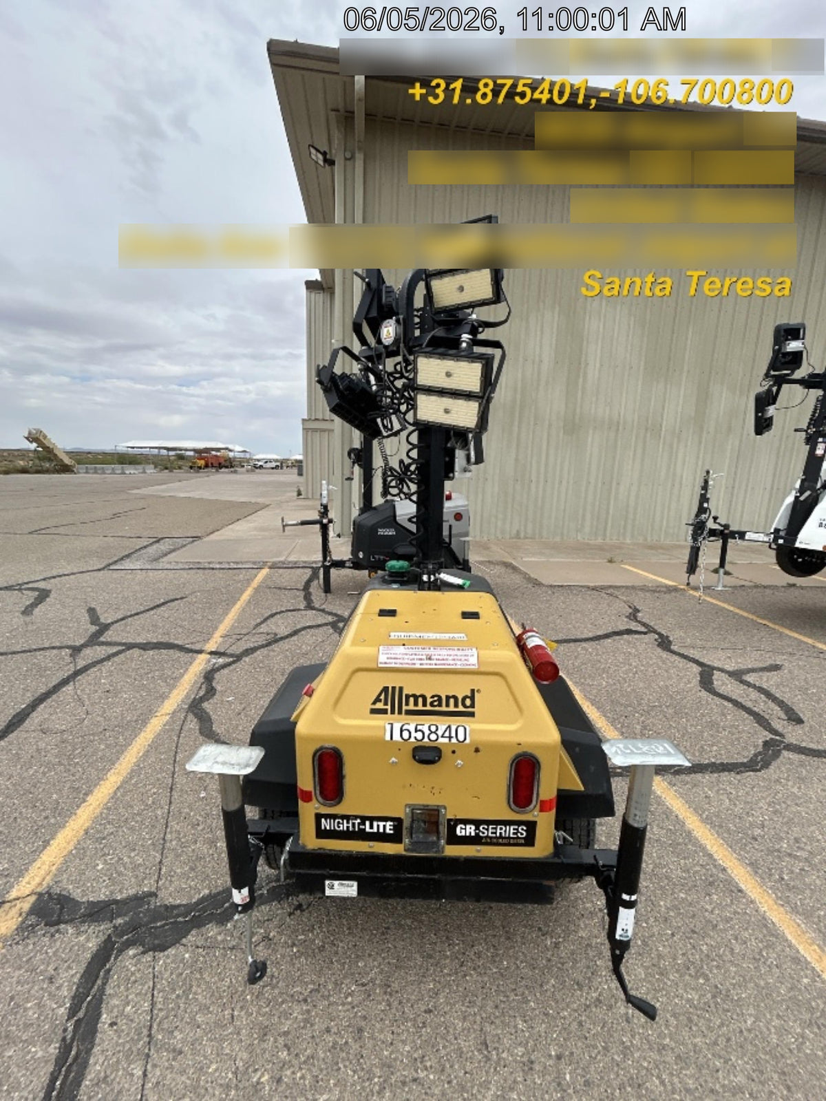 2021 Allmand NLV3GR (4) LED Light Fixture 350W, 23' Vertical Mast, 3kW Prime, Towable, Deep Sea L401, Leveling Jacks, Yanmar T4F 5.8hp