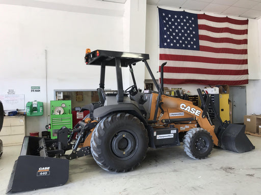 2019 Case 570N EP Canopy, 4WD, GP Front Bucket, Dual Tilt Cylinder, 84" Box Blade w/ Scarifier, Wheel Weights, Beacon