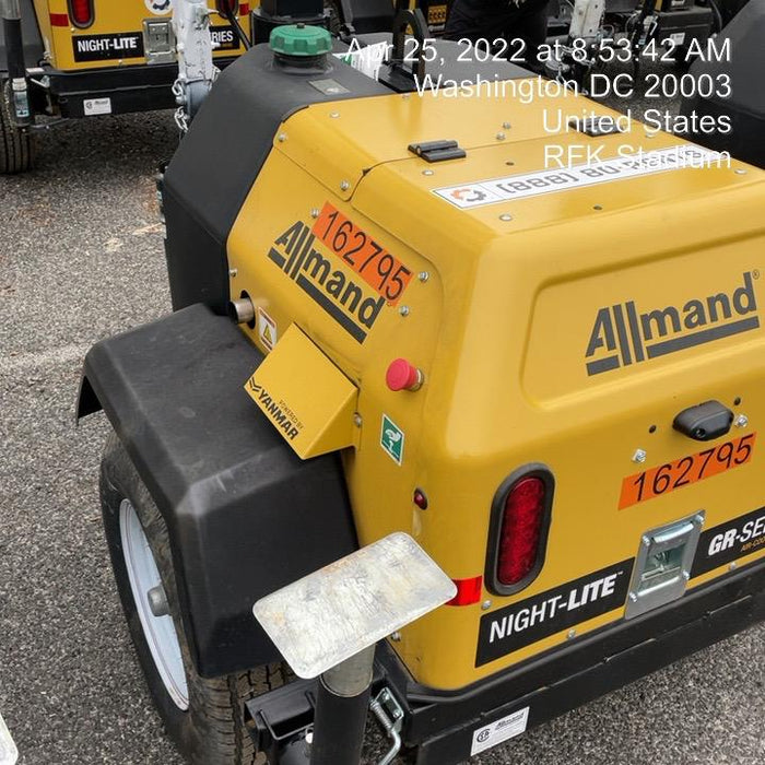 2021 Allmand NLV3GR (4) LED Light Fixture 350W, 23' Vertical Mast, 3kW Prime, Towable, Deep Sea L401, Leveling Jacks, Yanmar T4F 5.8hp