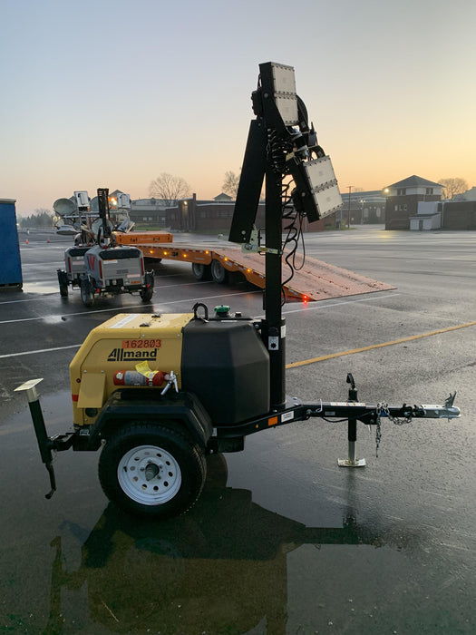 2021 Allmand NLV3GR (4) LED Light Fixture 350W, 23' Vertical Mast, 3kW Prime, Towable, Deep Sea L401, Leveling Jacks, Yanmar T4F 5.8hp