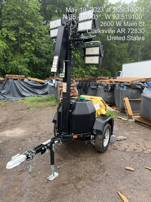 2022 Allmand NLV3GR (4) LED Light Fixture 350W, 23' Vertical Mast, 3kW Prime, Towable, Deep Sea L401, Leveling Jacks, Yanmar T4F 5.8hp