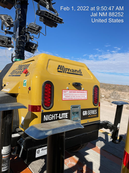 2022 Allmand NLV3GR (4) LED Light Fixture 350W, 23' Vertical Mast, 3kW Prime, Towable, Deep Sea L401, Leveling Jacks, Yanmar T4F 5.8hp