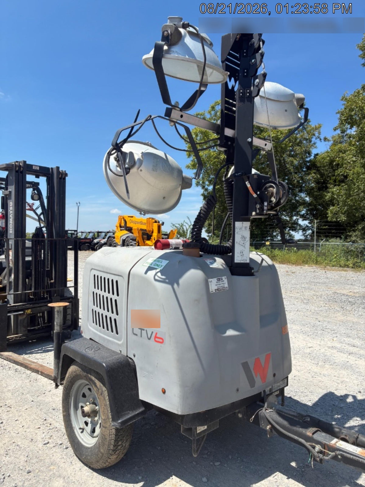 2019 Wacker Neuson LTV6L-MH Wacker Neuson LTV6L Mobile Light Tower w/Fuel Level Sensor Installed