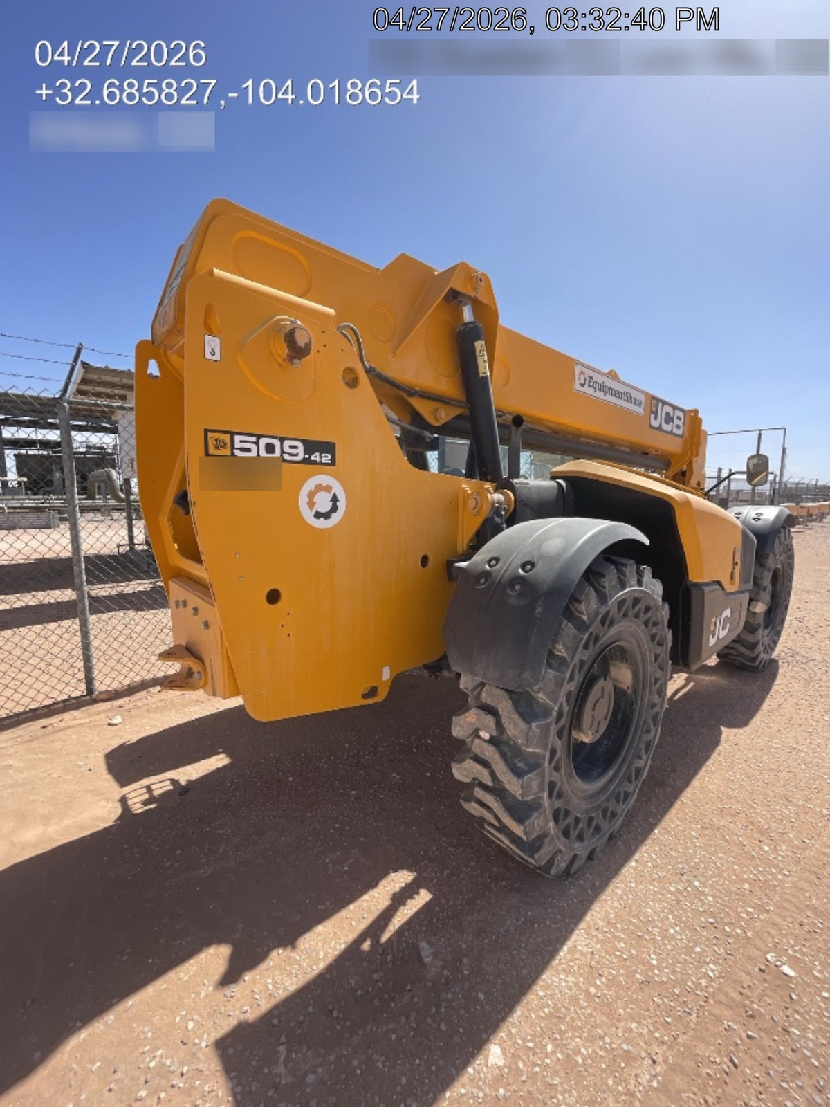 2020 JCB 509-42 Canopy, Solid Tires, Work Lights, Beacon, Aux Hydraulics, Back up Alarm, Lifting Eye, ES Decals