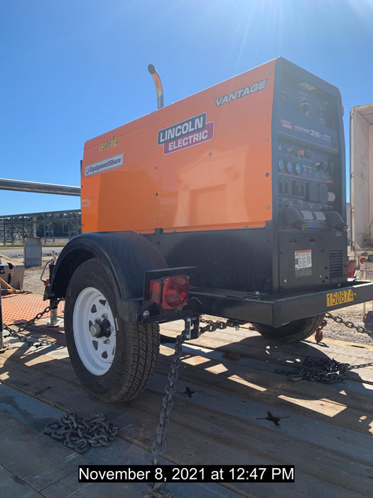 2021 Lincoln Electric Vantage 322 Vantage 322 Ready Pak 3 w/ Telematics & Decals, ORANGE (includes trailer, cable rack, fender light kit)