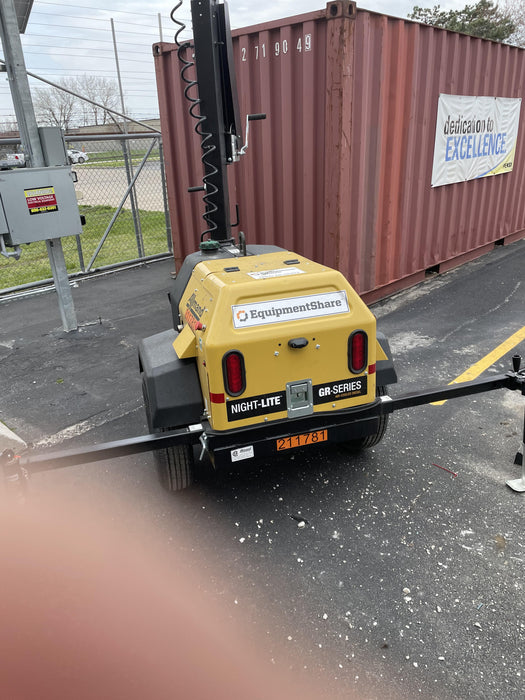 2022 Allmand NLV3GR (4) LED Light Fixture 350W, 23' Vertical Mast, 3kW Prime, Towable, Deep Sea L401, Leveling Jacks, Yanmar T4F 5.8hp