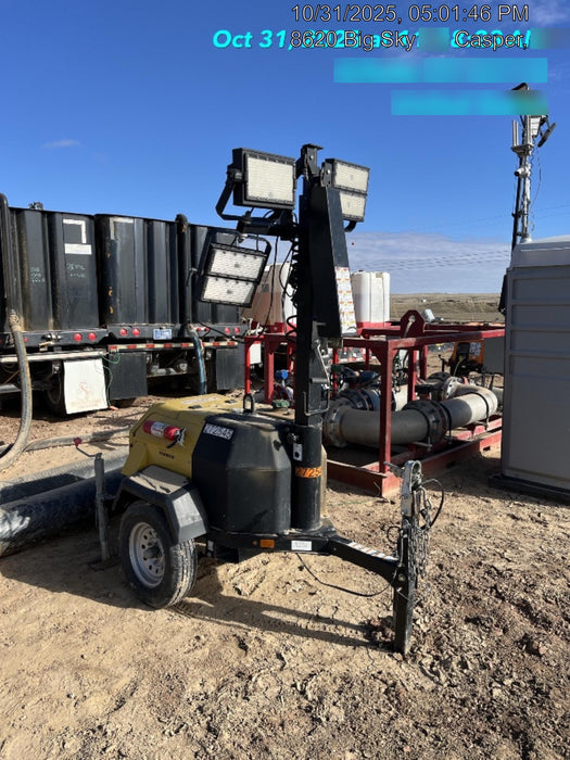 2022 Allmand NLV3GR (4) LED Light Fixture 350W, 23' Vertical Mast, 3kW Prime, Towable, ES Decals, T3