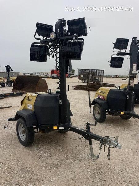 2022 Allmand NLV3GR (4) LED Light Fixture 350W, 23' Vertical Mast, 3kW Prime, Towable, Deep Sea L401, Leveling Jacks, Yanmar T4F 5.8hp