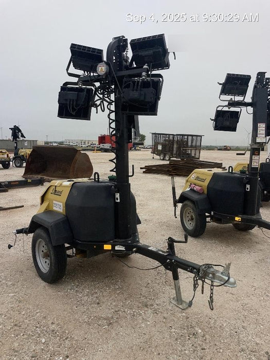 2022 Allmand NLV3GR (4) LED Light Fixture 350W, 23' Vertical Mast, 3kW Prime, Towable, Deep Sea L401, Leveling Jacks, Yanmar T4F 5.8hp