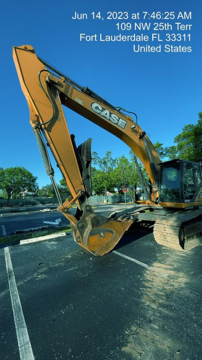 2016 Case CX350D CAB A/C, 13'-3" ARM, STEEL TRACKS, THUMB