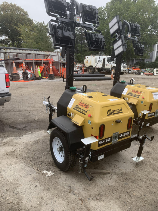 2021 Allmand NLV3GR (4) LED Light Fixture 350W, 23' Vertical Mast, 3kW Prime, Towable, Deep Sea L401, Leveling Jacks, Yanmar T4F 5.8hp