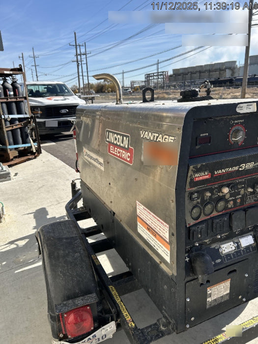 2019 Lincoln Electric Vantage 322 Welder Ready-Pak 3, Two wheel trailer, Fender and Light kit, Cable Rack