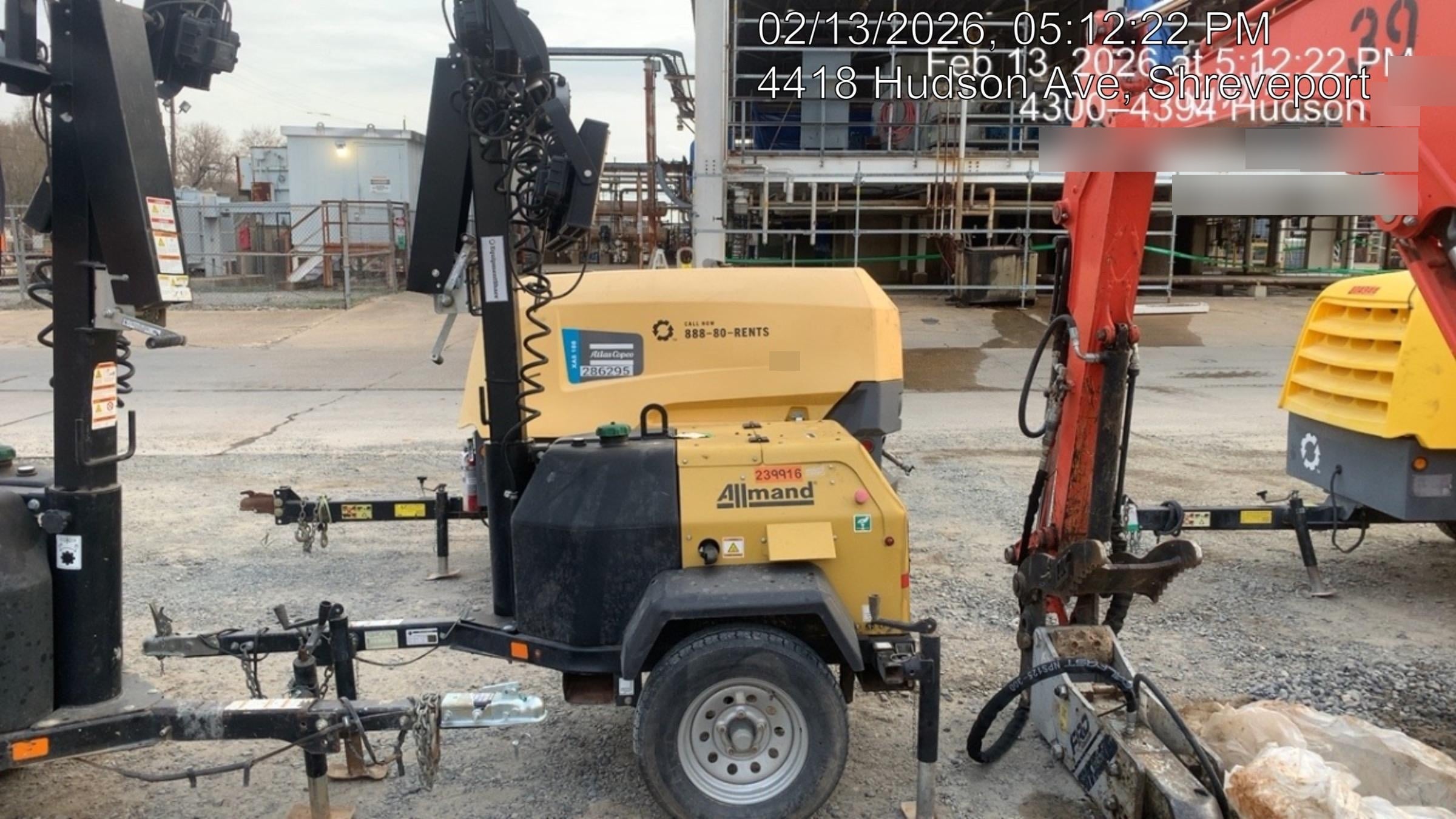 2022 Allmand NLV3GR (4) LED Light Fixture 350W, 23' Vertical Mast, 3kW Prime, Towable, Deep Sea L401, Leveling Jacks, Yanmar T4F 5.8hp