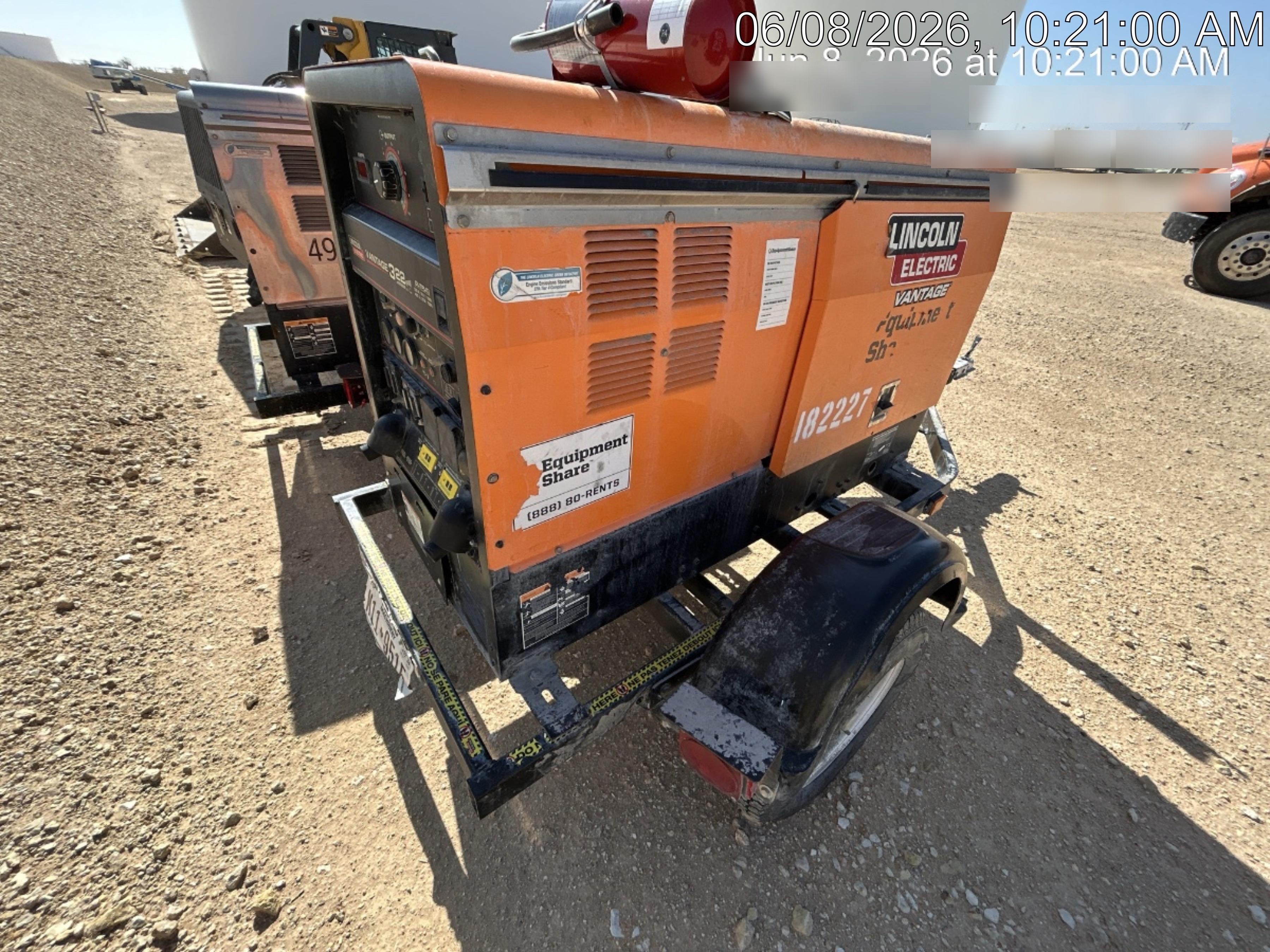 2021 Lincoln Electric Vantage 322 Vantage 322 Ready Pak 3 w/ Decals, ORANGE (includes trailer, cable rack, fender light kit) NO Telematics