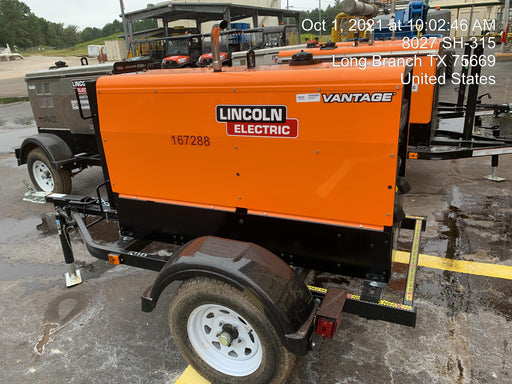 2021 Lincoln Electric Vantage 322 Vantage 322 Ready Pak 3 w/ Decals, ORANGE (includes trailer, cable rack, fender light kit) NO Telematics