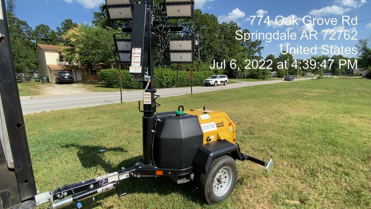 2022 Allmand NLV3GR (4) LED Light Fixture 350W, 23' Vertical Mast, 3kW Prime, Towable, Deep Sea L401, Leveling Jacks, Yanmar T4F 5.8hp