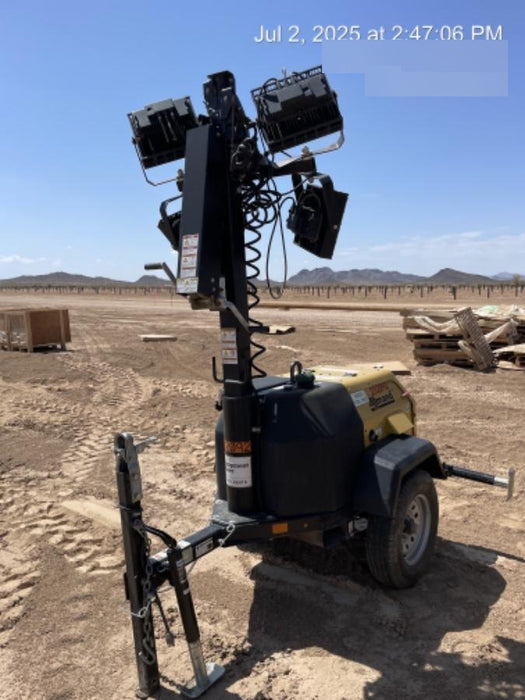 2022 Allmand NLV3GR (4) LED Light Fixture 350W, 23' Vertical Mast, 3kW Prime, Towable, Deep Sea L401, Leveling Jacks, Yanmar T4F 5.8hp