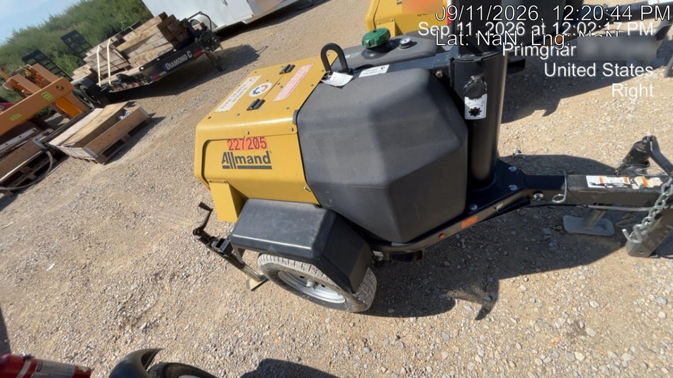 2022 Allmand NLV3GR (4) LED Light Fixture 350W, 23' Vertical Mast, 3kW Prime, Towable, Deep Sea L401, Leveling Jacks, Yanmar T4F 5.8hp