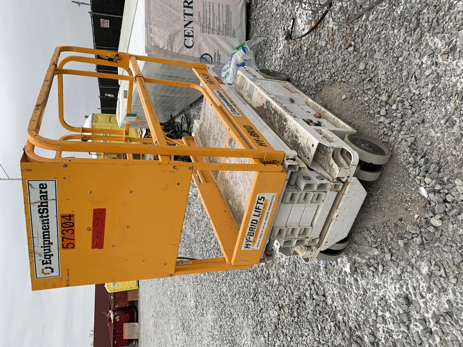 Custom Equipment HB-1430 <ul>
 <li>Hy-Brid Scissor Lift</li>
  <li>Platform capacity up to 670 lbs.</li>
  <li>Working height up to 20 ft</li>
  <li>Weighs under 1,700 lbs.</li>
  <li>Non-marking wheels </li>
</ul>