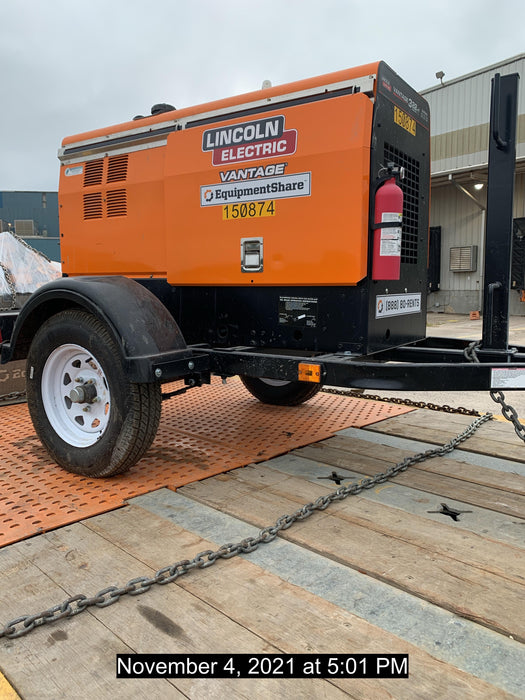 2021 Lincoln Electric Vantage 322 Vantage 322 Ready Pak 3 w/ Telematics & Decals, ORANGE (includes trailer, cable rack, fender light kit)