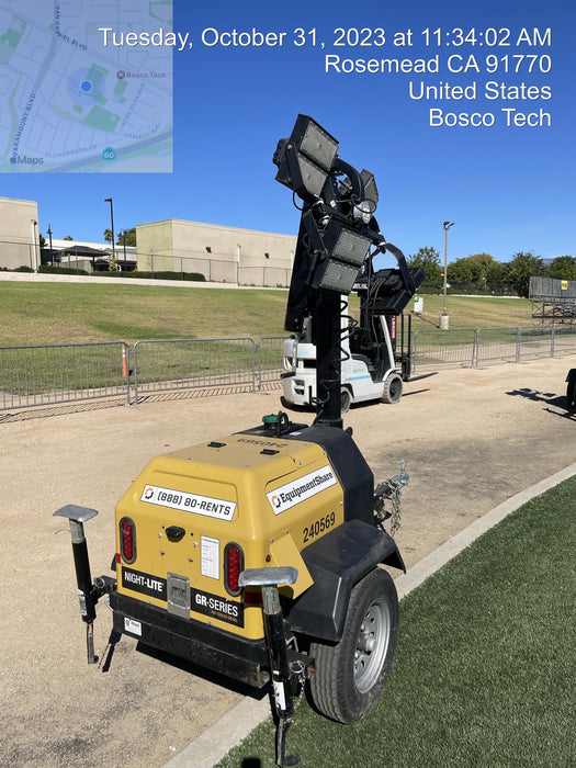 2022 Allmand NLV3GR (4) LED Light Fixture 350W, 23' Vertical Mast, 3kW Prime, Towable, Deep Sea L401, Leveling Jacks, Yanmar T4F 5.8hp