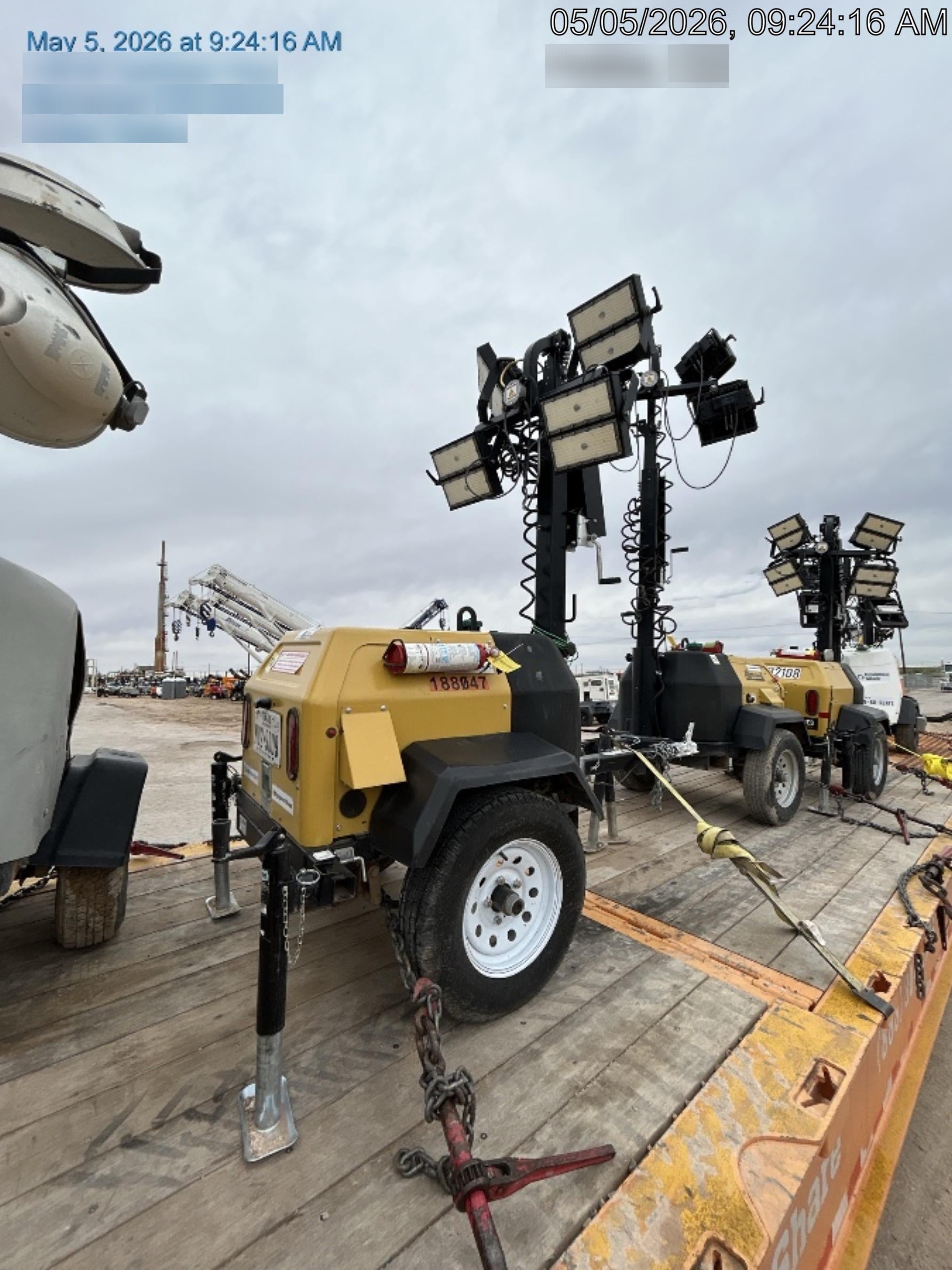 Allmand NLV3GR (4) LED Light Fixture 350W, 23' Vertical Mast, 3kW Prime, Towable, Deep Sea L401, Leveling Jacks, Yanmar T4F 5.8hp
